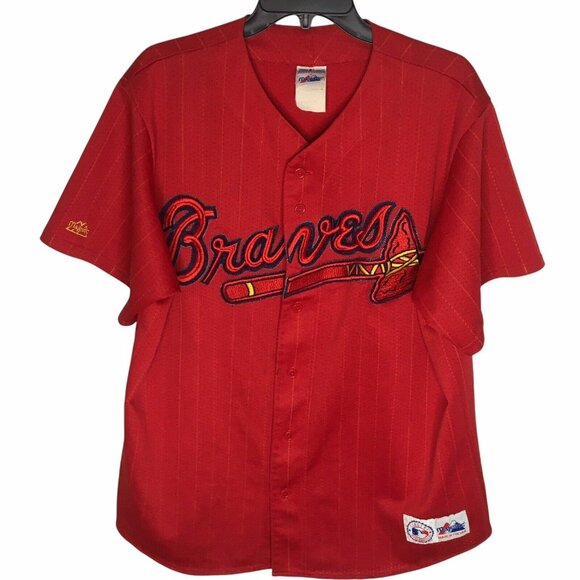 Vintage Rare Majestic Atlanta Braves MLB Red Baseball Jersey Made In USA Size XL - Picture 1 of 16